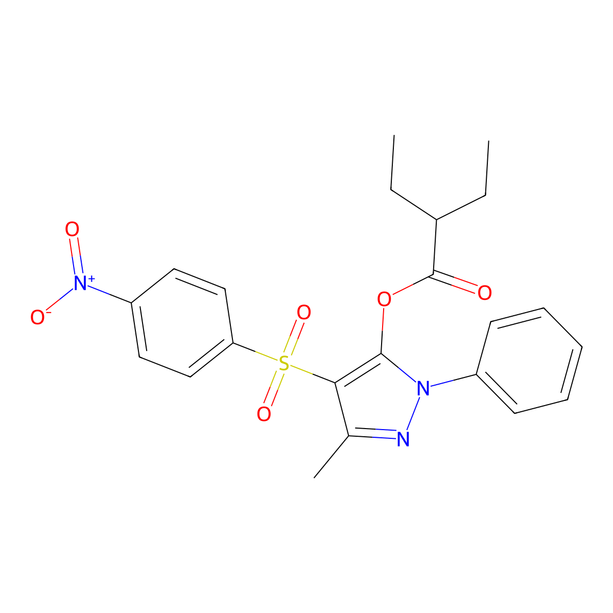 [5-Methyl-4-(4-nitrophenyl)sulfonyl-2-phenylpyrazol-3-yl] 2-ethylbutanoate molecular structure, CAS 851093-67-9