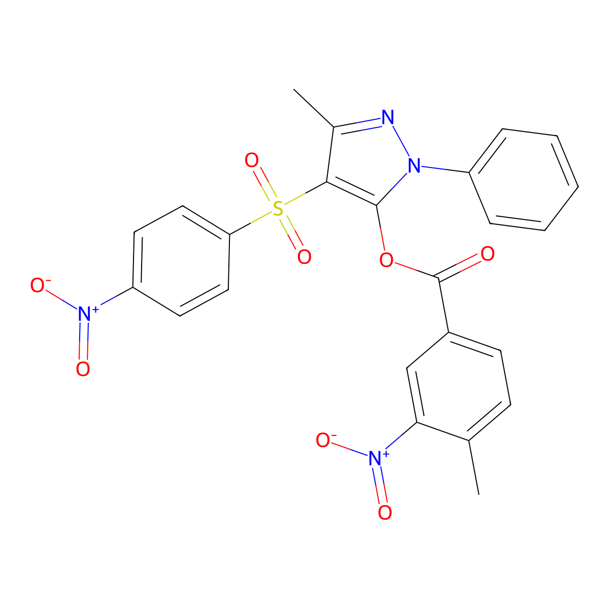 [5-Methyl-4-(4-nitrophenyl)sulfonyl-2-phenylpyrazol-3-yl] 4-methyl-3-nitrobenzoate molecular structure, CAS 851094-01-4