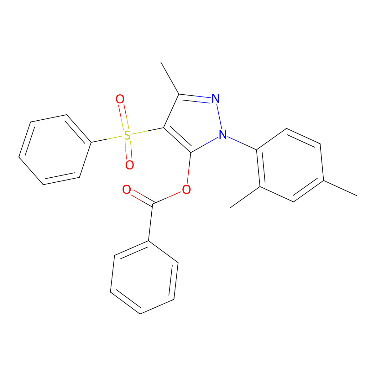 1-(2,4-dimethylphenyl)-3-methyl-4-(phenylsulfonyl)-1H-pyrazol-5-yl benzoate molecular structure, CAS 851094-22-9