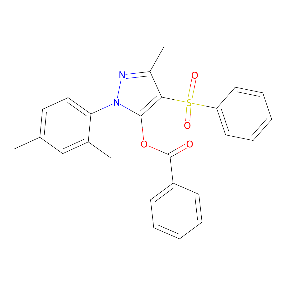 1-(2,4-dimethylphenyl)-3-methyl-4-(phenylsulfonyl)-1H-pyrazol-5-yl benzoate molecular structure, CAS 851094-22-9