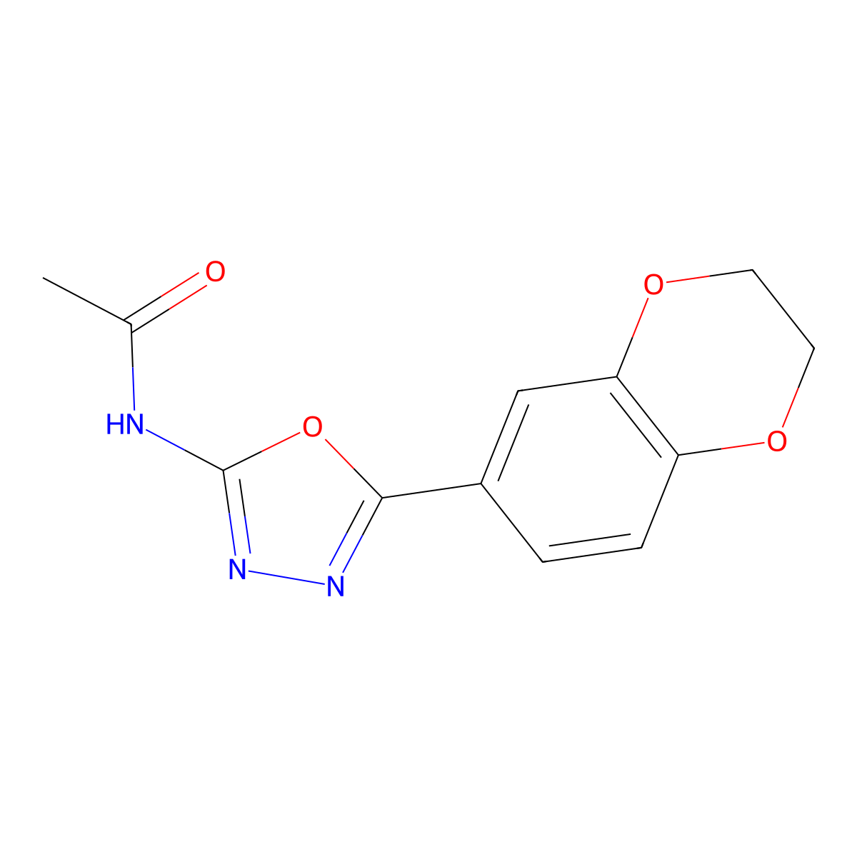 N-[5-(2,3-dihydro-1,4-benzodioxin-6-yl)-1,3,4-oxadiazol-2-yl]acetamide molecular structure, CAS 851094-41-2