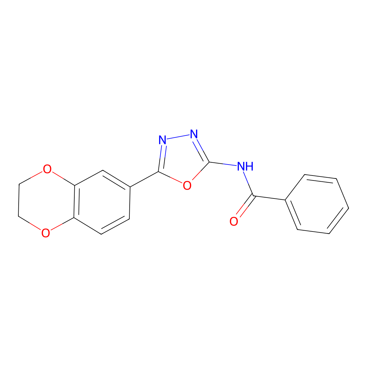 N-[5-(2,3-dihydro-1,4-benzodioxin-6-yl)-1,3,4-oxadiazol-2-yl]benzamide molecular structure, CAS 851094-43-4