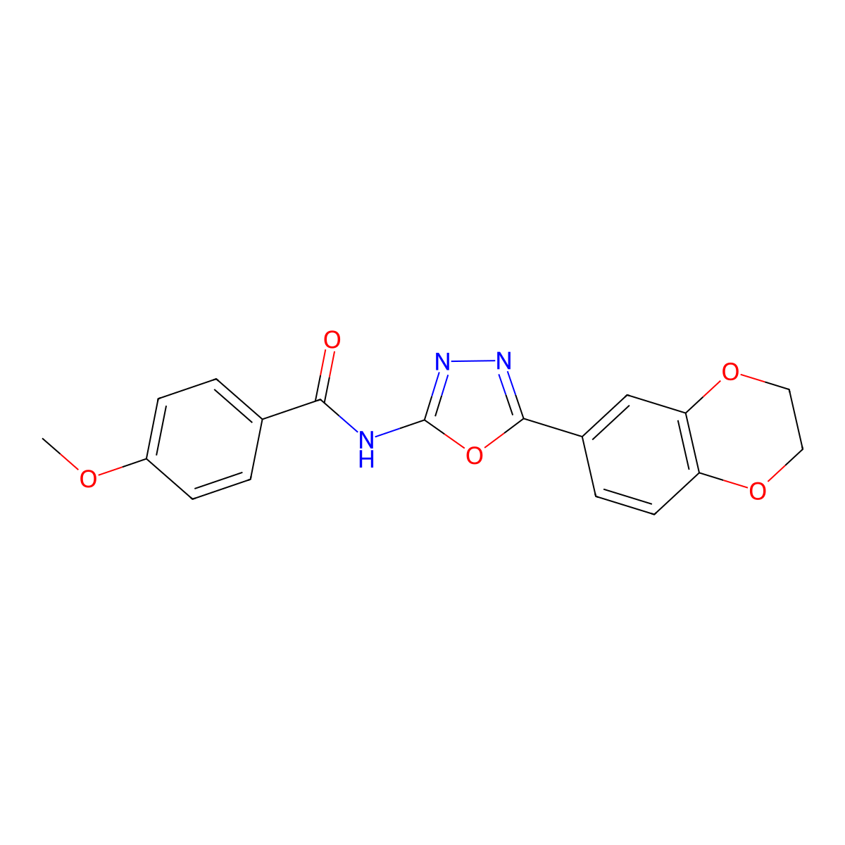 N-[5-(2,3-dihydro-1,4-benzodioxin-6-yl)-1,3,4-oxadiazol-2-yl]-4-methoxybenzamide molecular structure, CAS 851094-49-0