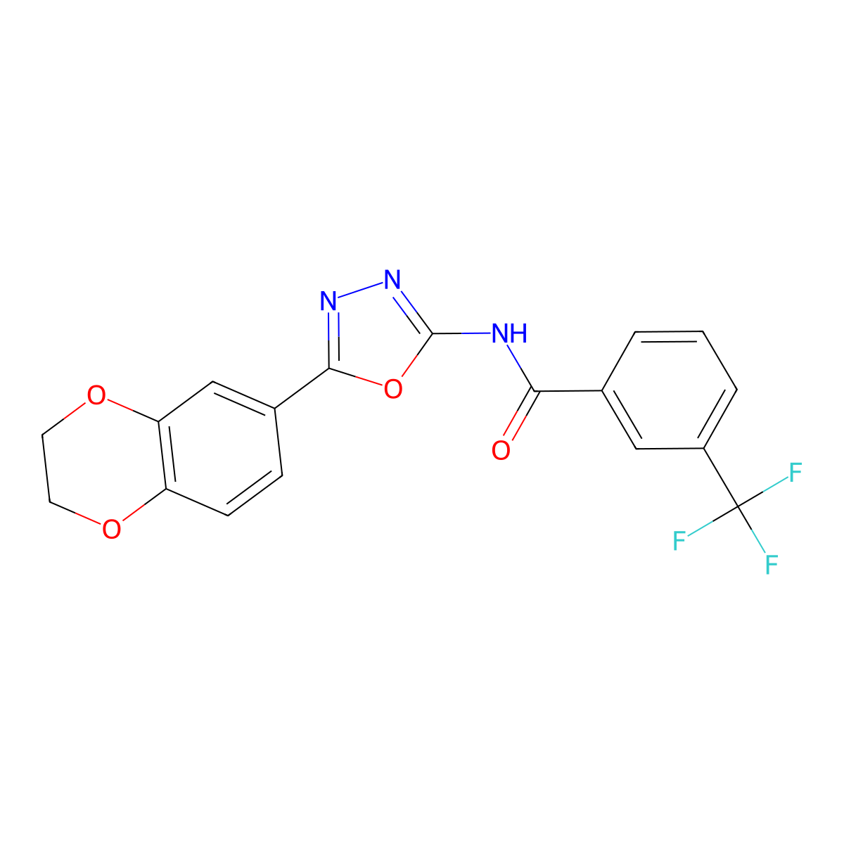 N-[5-(2,3-dihydro-1,4-benzodioxin-6-yl)-1,3,4-oxadiazol-2-yl]-3-(trifluoromethyl)benzamide molecular structure, CAS 851094-55-8