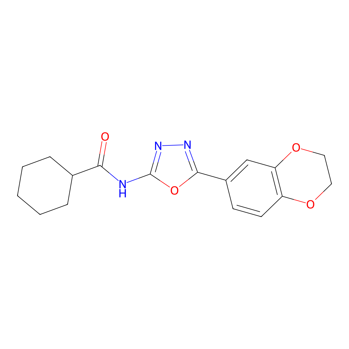 N-[5-(2,3-dihydro-1,4-benzodioxin-6-yl)-1,3,4-oxadiazol-2-yl]cyclohexanecarboxamide molecular structure, CAS 851094-56-9