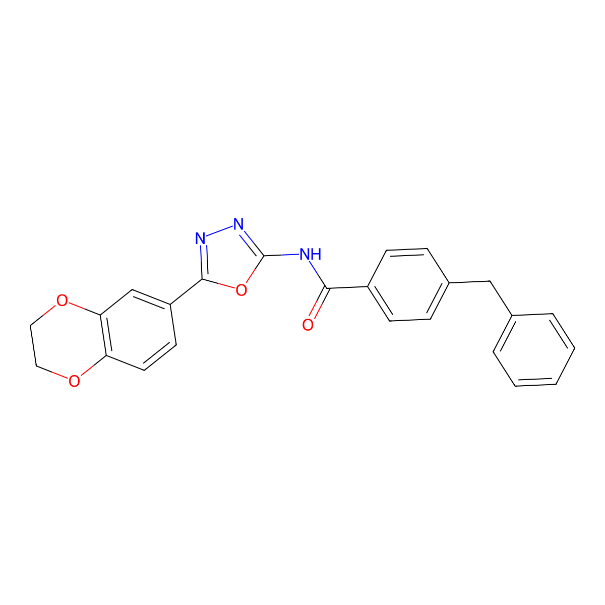 4-benzyl-N-[5-(2,3-dihydro-1,4-benzodioxin-6-yl)-1,3,4-oxadiazol-2-yl]benzamide molecular structure, CAS 851094-62-7