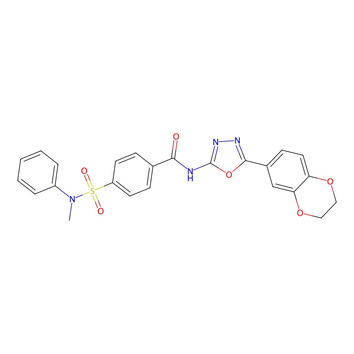 N-[5-(2,3-dihydro-1,4-benzodioxin-6-yl)-1,3,4-oxadiazol-2-yl]-4-[methyl(phenyl)sulfamoyl]benzamide molecular structure, CAS 851094-65-0