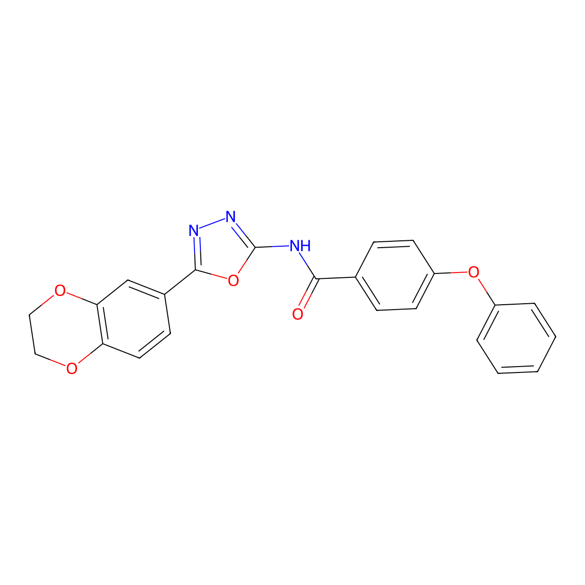 N-[5-(2,3-dihydro-1,4-benzodioxin-6-yl)-1,3,4-oxadiazol-2-yl]-4-phenoxybenzamide molecular structure, CAS 851094-66-1