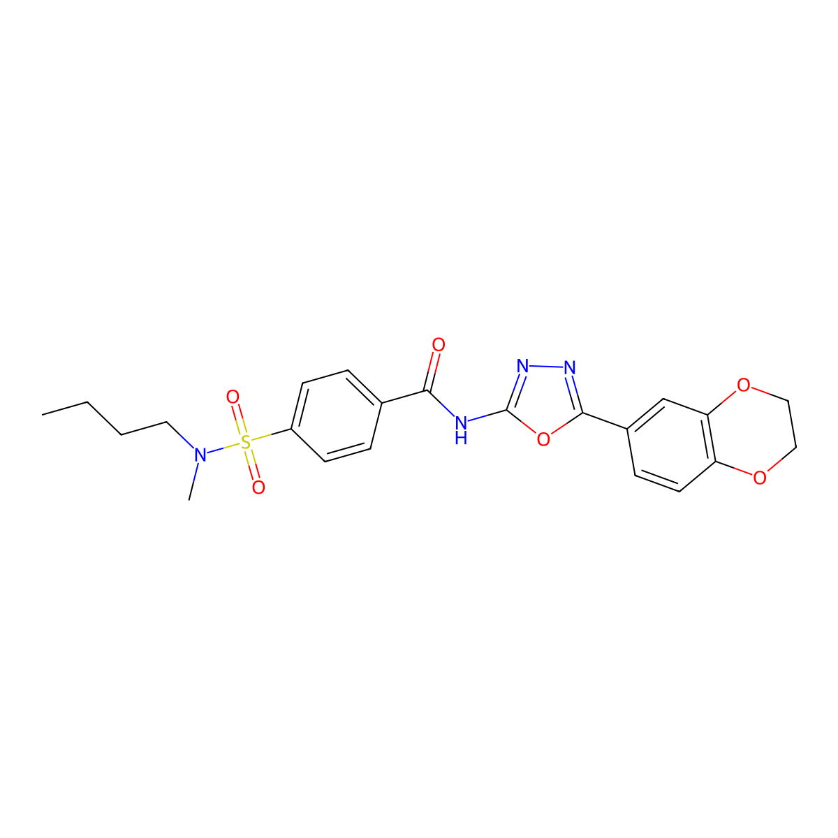 4-[butyl(methyl)sulfamoyl]-N-[5-(2,3-dihydro-1,4-benzodioxin-6-yl)-1,3,4-oxadiazol-2-yl]benzamide molecular structure, CAS 851094-67-2