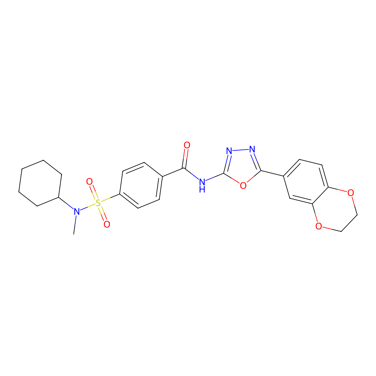 4-[cyclohexyl(methyl)sulfamoyl]-N-[5-(2,3-dihydro-1,4-benzodioxin-6-yl)-1,3,4-oxadiazol-2-yl]benzamide molecular structure, CAS 851094-68-3