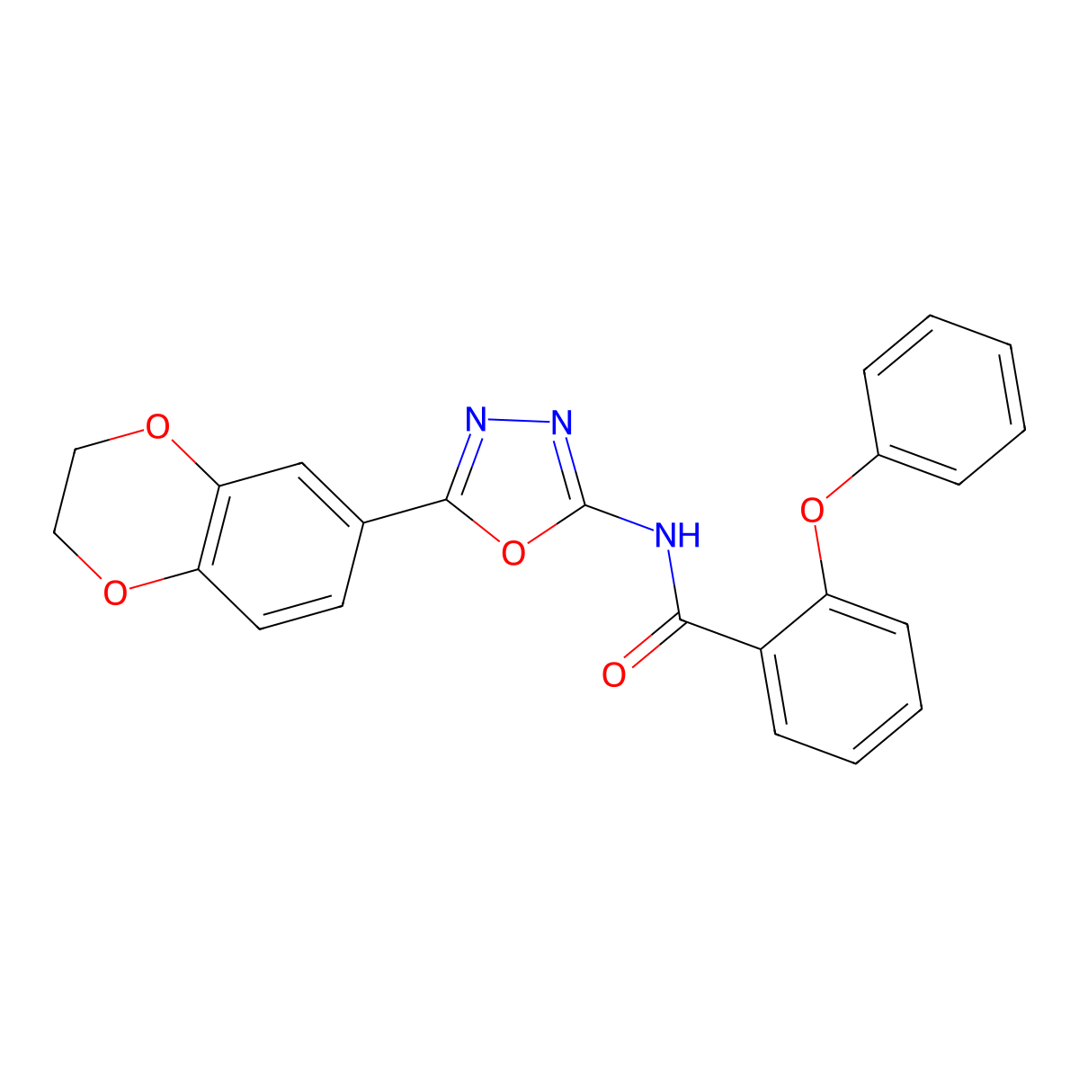 N-[5-(2,3-dihydro-1,4-benzodioxin-6-yl)-1,3,4-oxadiazol-2-yl]-2-phenoxybenzamide molecular structure, CAS 851094-70-7