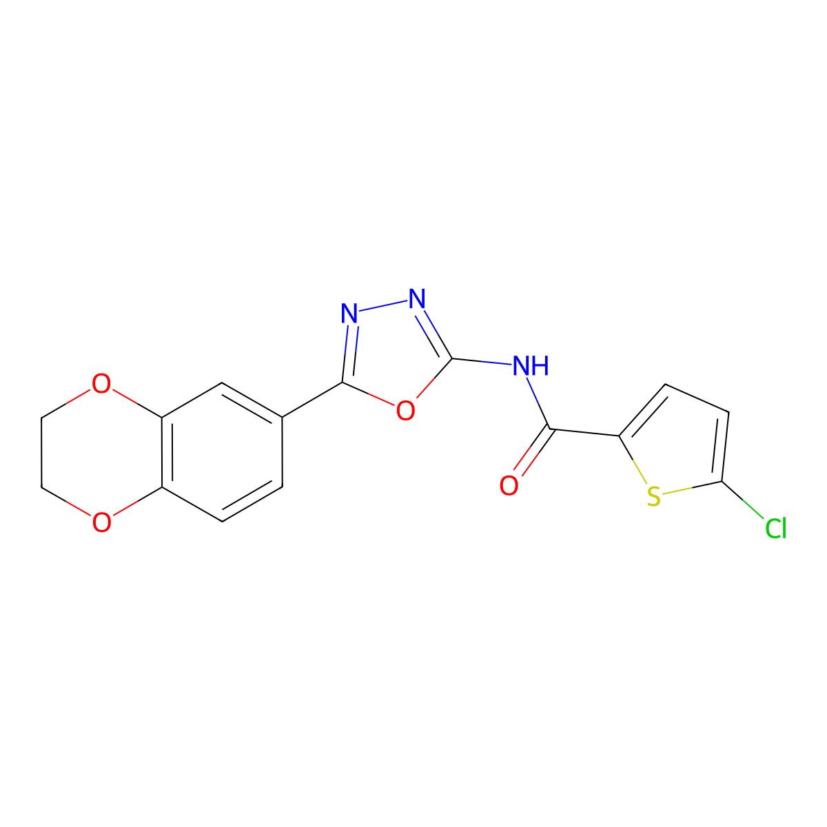 5-chloro-N-[5-(2,3-dihydro-1,4-benzodioxin-6-yl)-1,3,4-oxadiazol-2-yl]thiophene-2-carboxamide molecular structure, CAS 851094-72-9