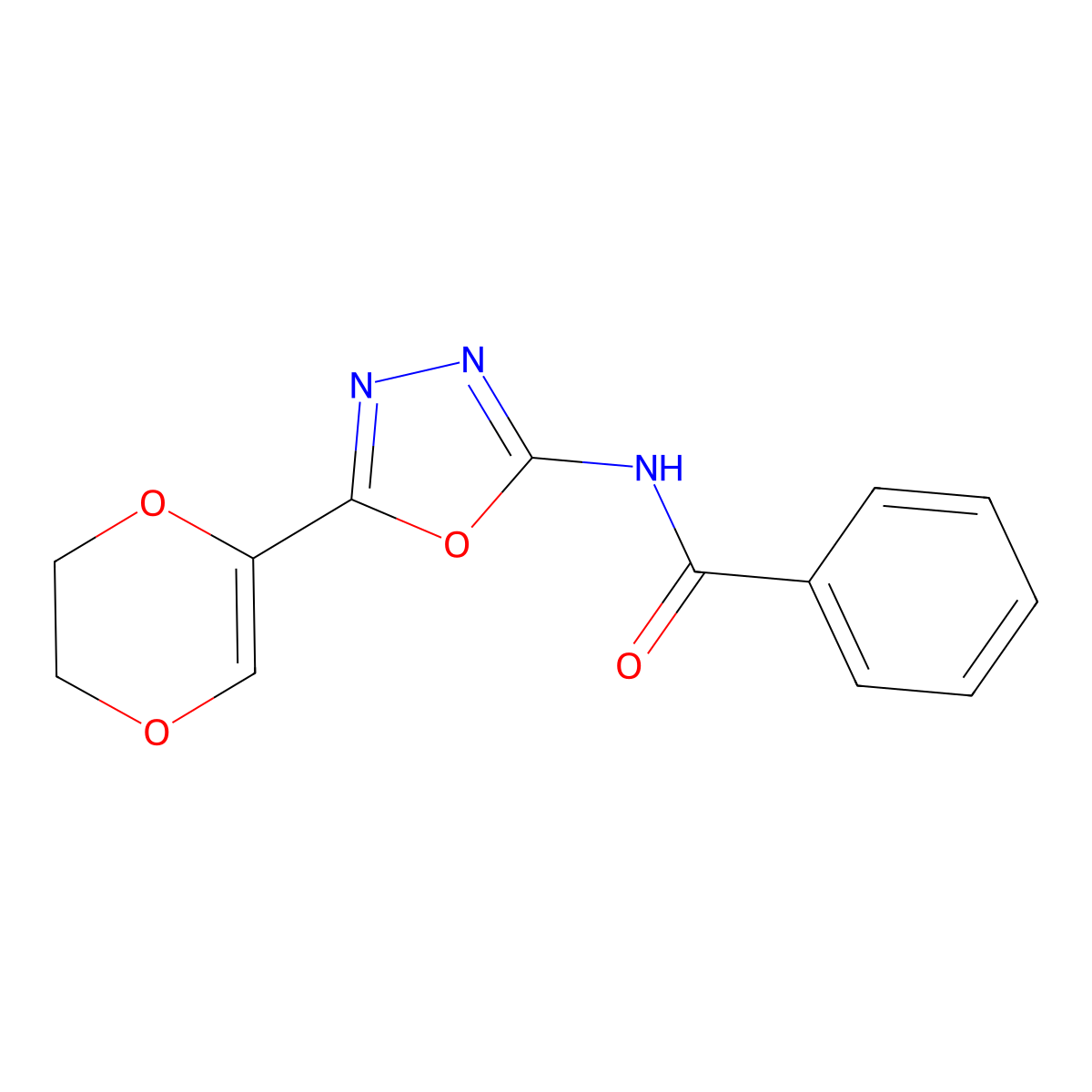 N-(5-(5,6-dihydro-1,4-dioxin-2-yl)-1,3,4-oxadiazol-2-yl)benzamide molecular structure, CAS 851094-75-2