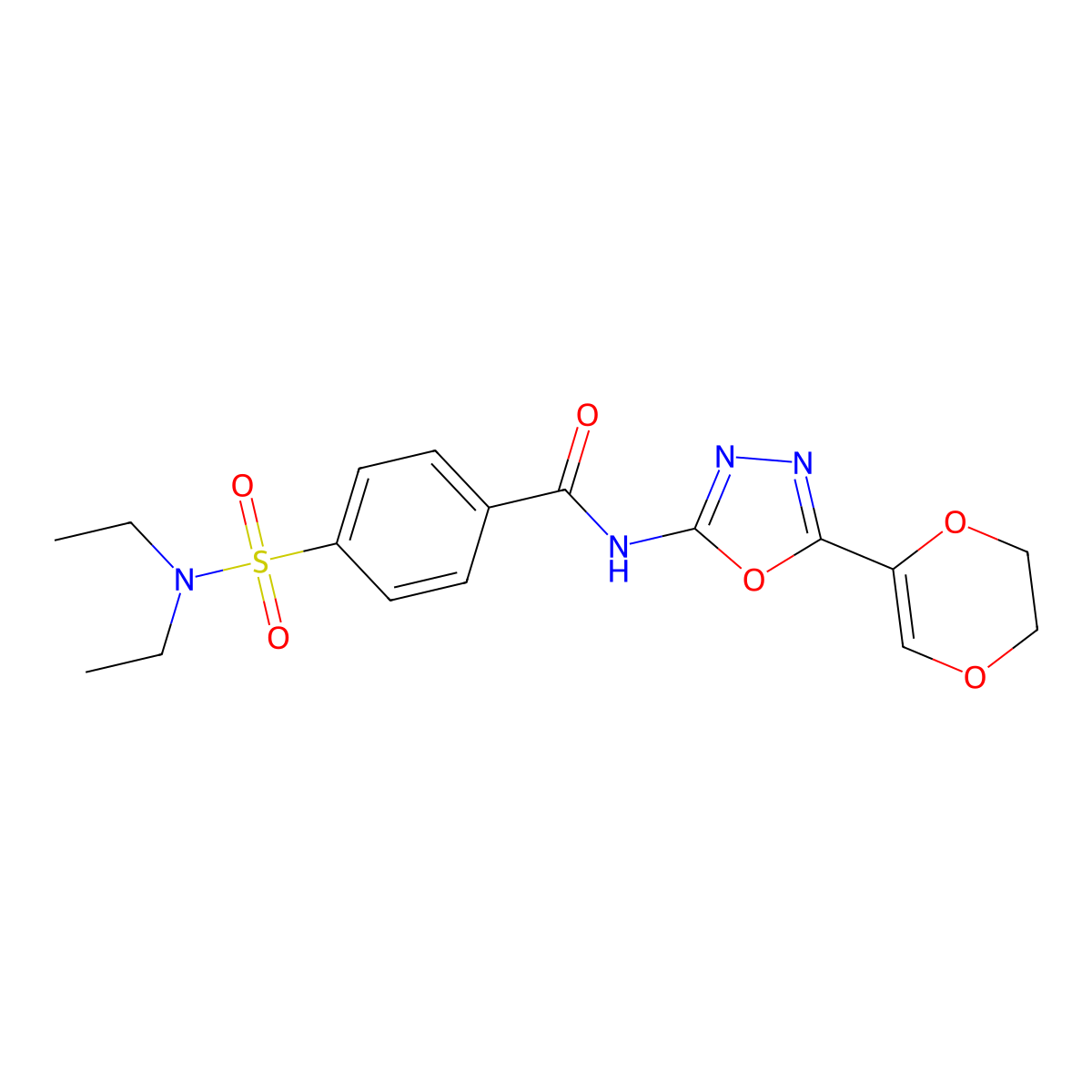 4-(N,N-diethylsulfamoyl)-N-(5-(5,6-dihydro-1,4-dioxin-2-yl)-1,3,4-oxadiazol-2-yl)benzamide molecular structure, CAS 851094-76-3