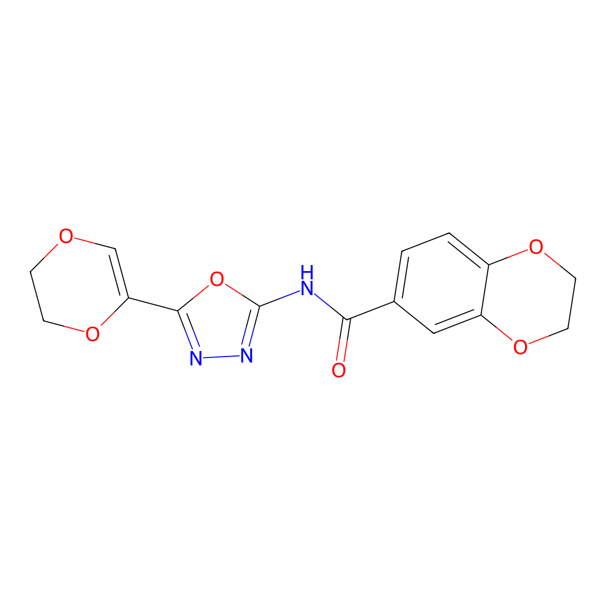 N-(5-(5,6-dihydro-1,4-dioxin-2-yl)-1,3,4-oxadiazol-2-yl)-2,3-dihydrobenzo[b][1,4]dioxine-6-carboxamide molecular structure, CAS 851094-93-4