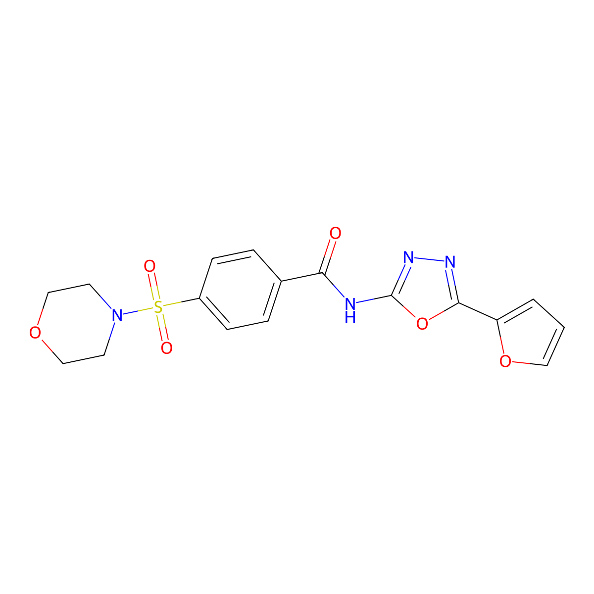 N-[5-(furan-2-yl)-1,3,4-oxadiazol-2-yl]-4-morpholin-4-ylsulfonylbenzamide molecular structure, CAS 851095-22-2