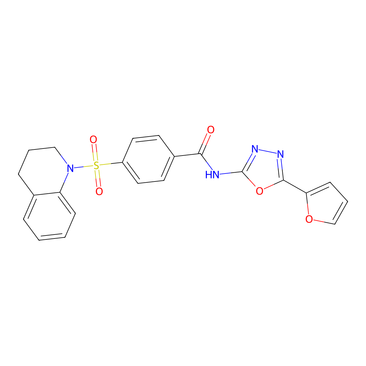 4-((3,4-dihydroquinolin-1(2H)-yl)sulfonyl)-N-(5-(furan-2-yl)-1,3,4-oxadiazol-2-yl)benzamide molecular structure, CAS 851095-31-3