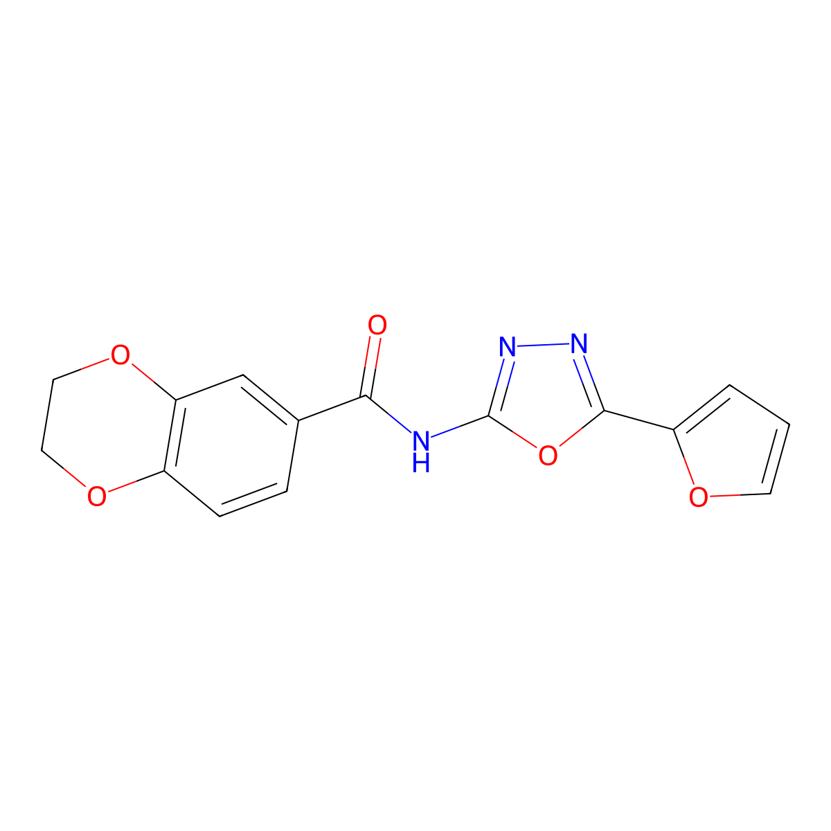 N-[5-(furan-2-yl)-1,3,4-oxadiazol-2-yl]-2,3-dihydro-1,4-benzodioxine-6-carboxamide molecular structure, CAS 851095-39-1