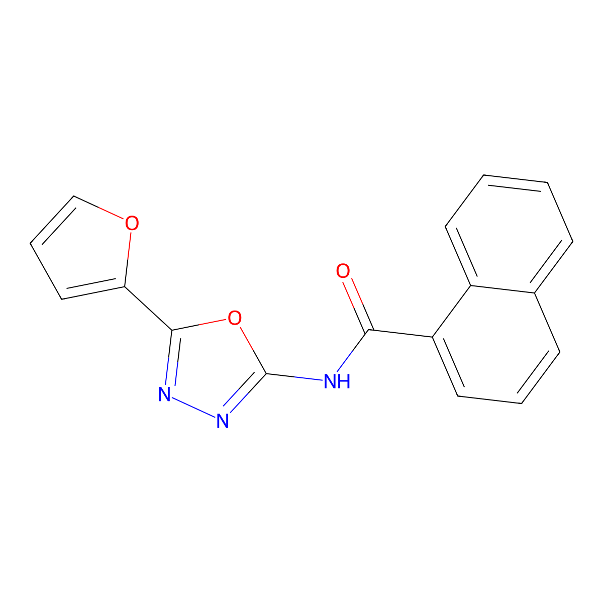 N-[5-(furan-2-yl)-1,3,4-oxadiazol-2-yl]naphthalene-1-carboxamide molecular structure, CAS 851095-45-9