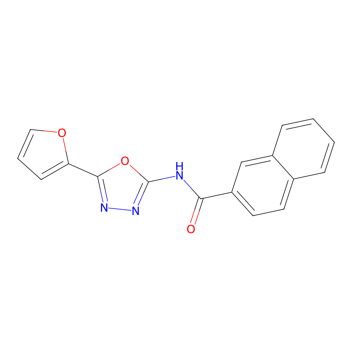 N-[5-(furan-2-yl)-1,3,4-oxadiazol-2-yl]naphthalene-2-carboxamide molecular structure, CAS 851095-46-0
