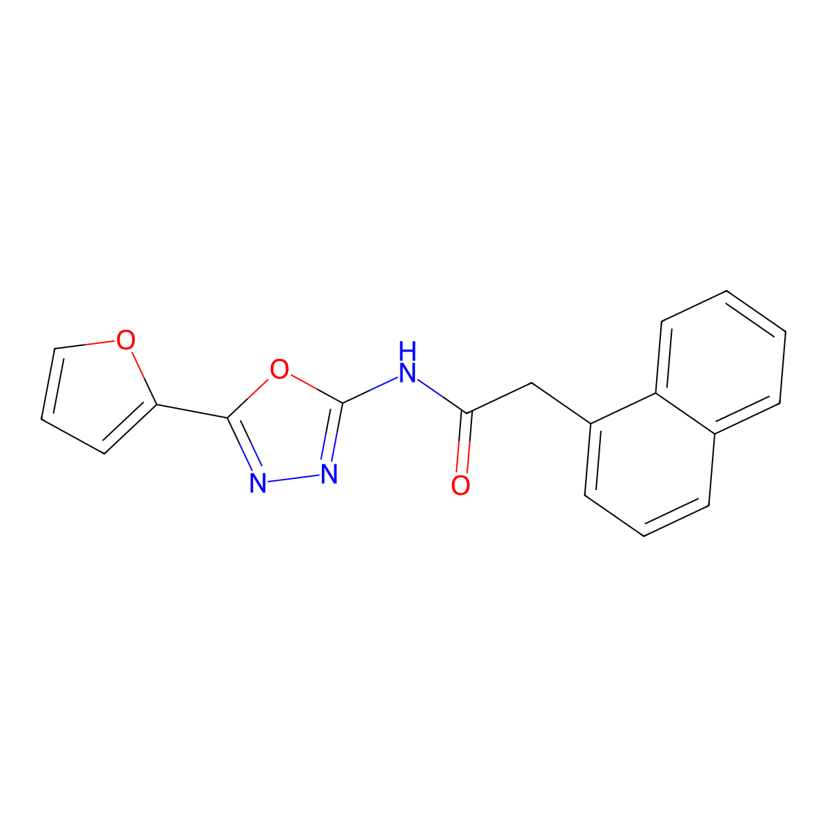 N-(5-(furan-2-yl)-1,3,4-oxadiazol-2-yl)-2-(naphthalen-1-yl)acetamide molecular structure, CAS 851095-49-3