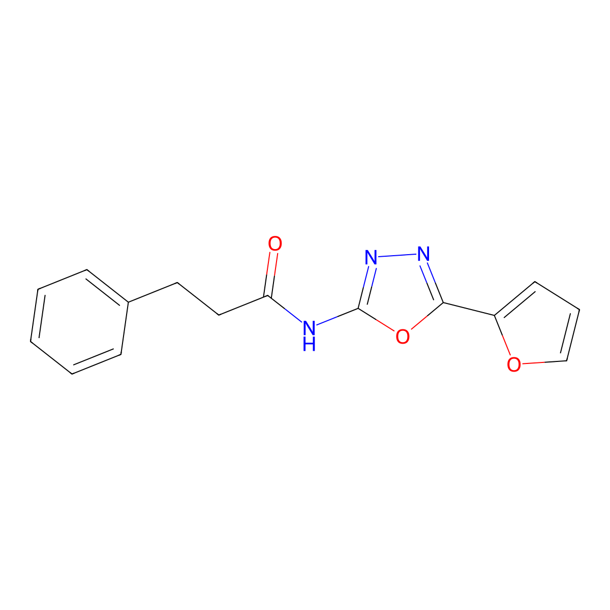 N-(5-(furan-2-yl)-1,3,4-oxadiazol-2-yl)-3-phenylpropanamide molecular structure, CAS 851095-51-7