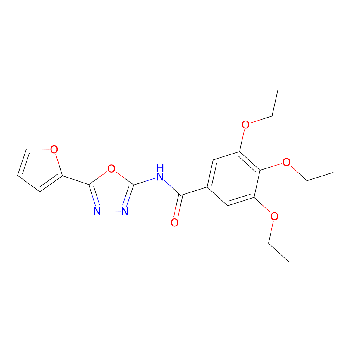 3,4,5-triethoxy-N-[5-(furan-2-yl)-1,3,4-oxadiazol-2-yl]benzamide molecular structure, CAS 851095-52-8