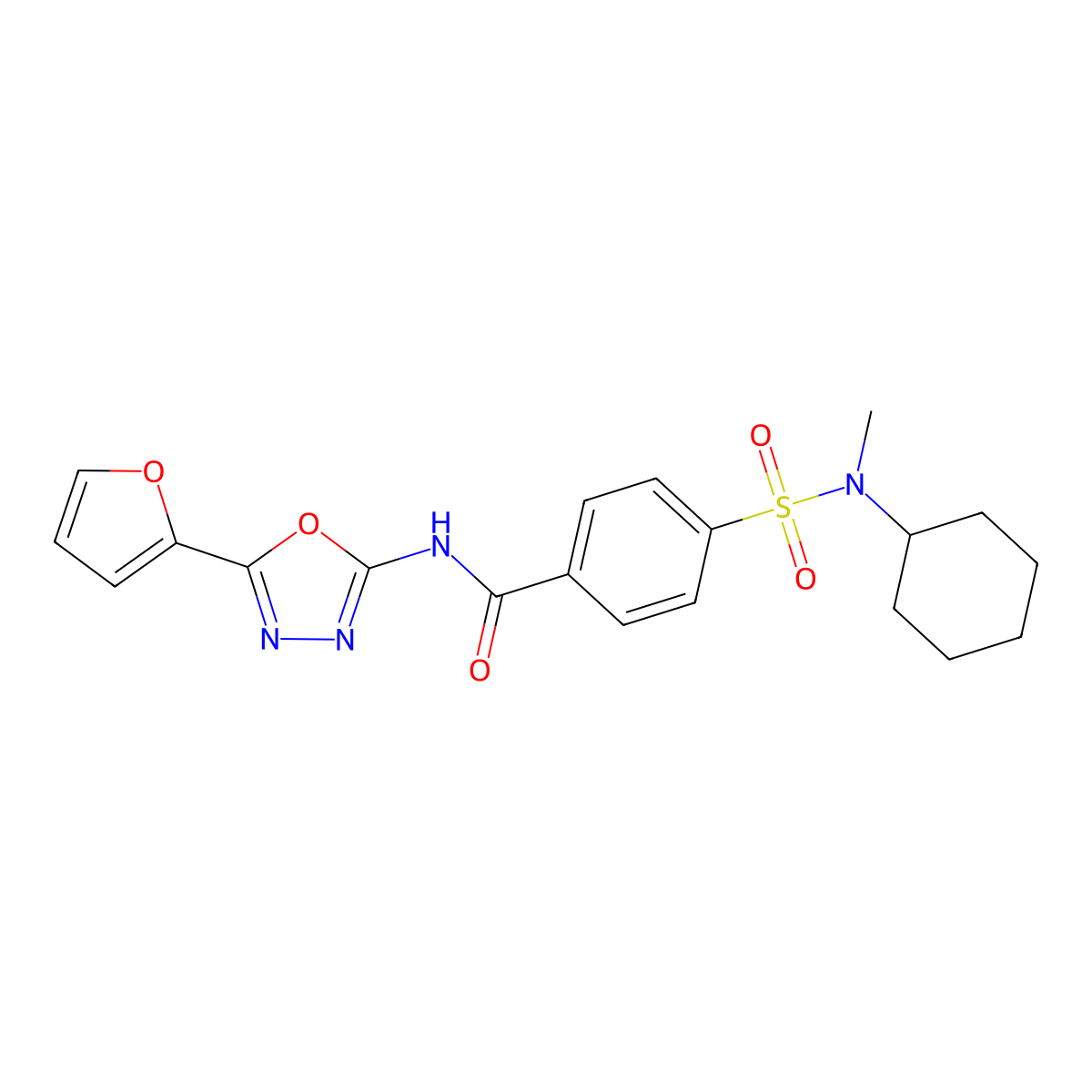 4-[cyclohexyl(methyl)sulfamoyl]-N-[5-(furan-2-yl)-1,3,4-oxadiazol-2-yl]benzamide molecular structure, CAS 851095-55-1