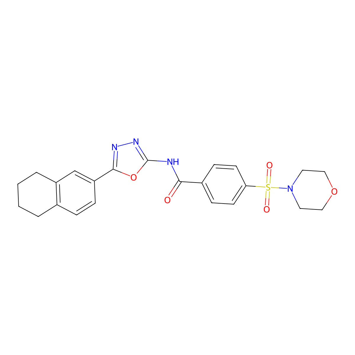 4-(morpholinosulfonyl)-N-(5-(5,6,7,8-tetrahydronaphthalen-2-yl)-1,3,4-oxadiazol-2-yl)benzamide molecular structure, CAS 851095-74-4