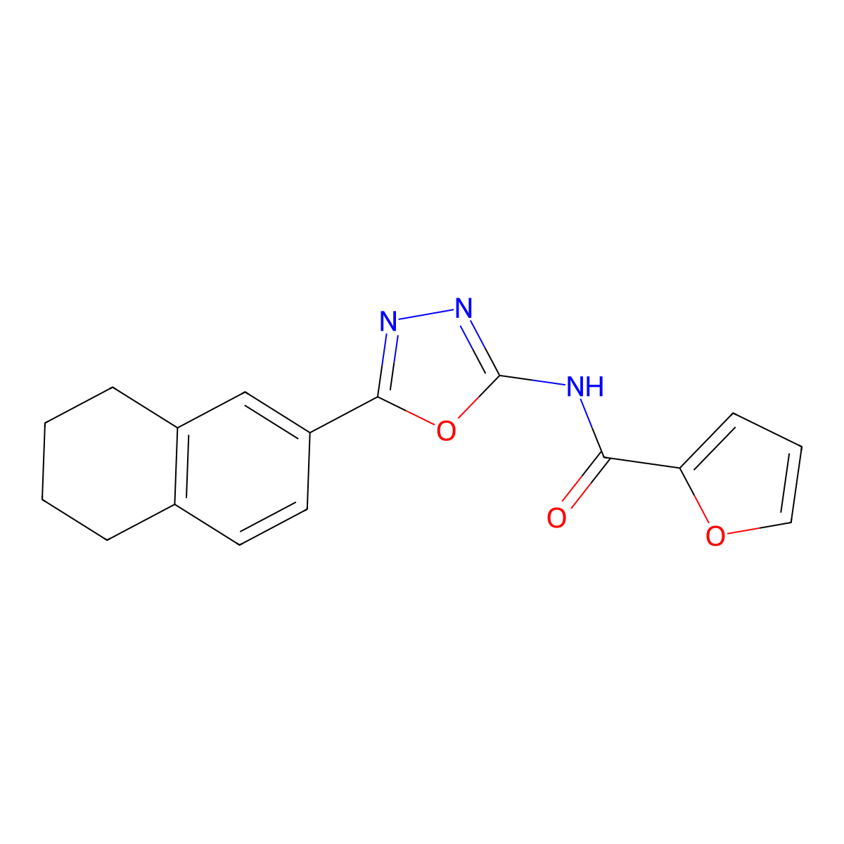 N-[5-(5,6,7,8-tetrahydronaphthalen-2-yl)-1,3,4-oxadiazol-2-yl]furan-2-carboxamide molecular structure, CAS 851095-78-8