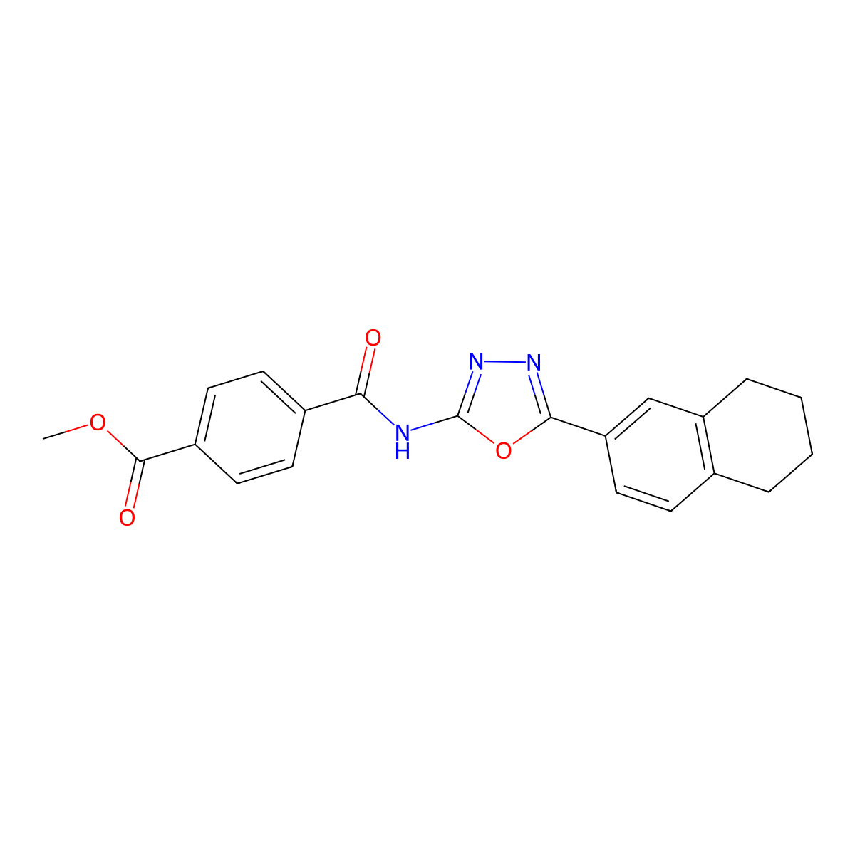 Methyl 4-{[5-(5,6,7,8-tetrahydronaphthalen-2-YL)-1,3,4-oxadiazol-2-YL]carbamoyl}benzoate molecular structure, CAS 851095-84-6