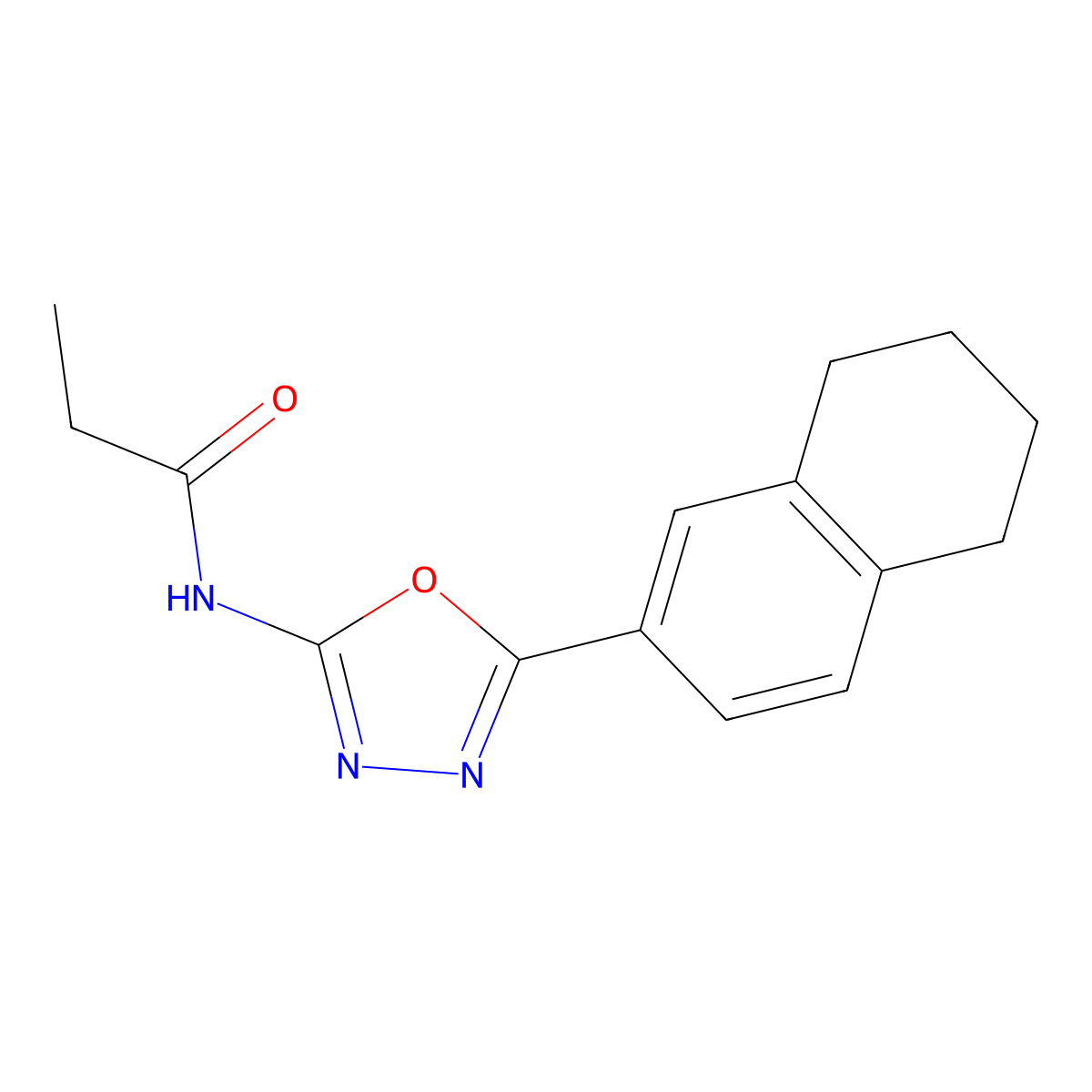 N-[5-(5,6,7,8-tetrahydronaphthalen-2-yl)-1,3,4-oxadiazol-2-yl]propanamide molecular structure, CAS 851095-86-8