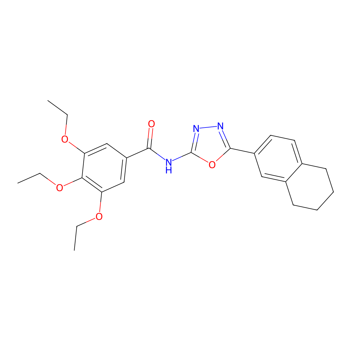 3,4,5-triethoxy-N-[5-(5,6,7,8-tetrahydronaphthalen-2-yl)-1,3,4-oxadiazol-2-yl]benzamide molecular structure, CAS 851095-93-7