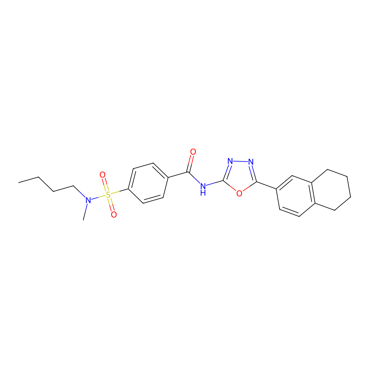 4-[butyl(methyl)sulfamoyl]-N-[5-(5,6,7,8-tetrahydronaphthalen-2-yl)-1,3,4-oxadiazol-2-yl]benzamide molecular structure, CAS 851095-94-8