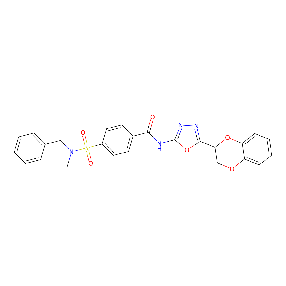 4-(N-benzyl-N-methylsulfamoyl)-N-(5-(2,3-dihydrobenzo[b][1,4]dioxin-2-yl)-1,3,4-oxadiazol-2-yl)benzamide molecular structure, CAS 851096-05-4