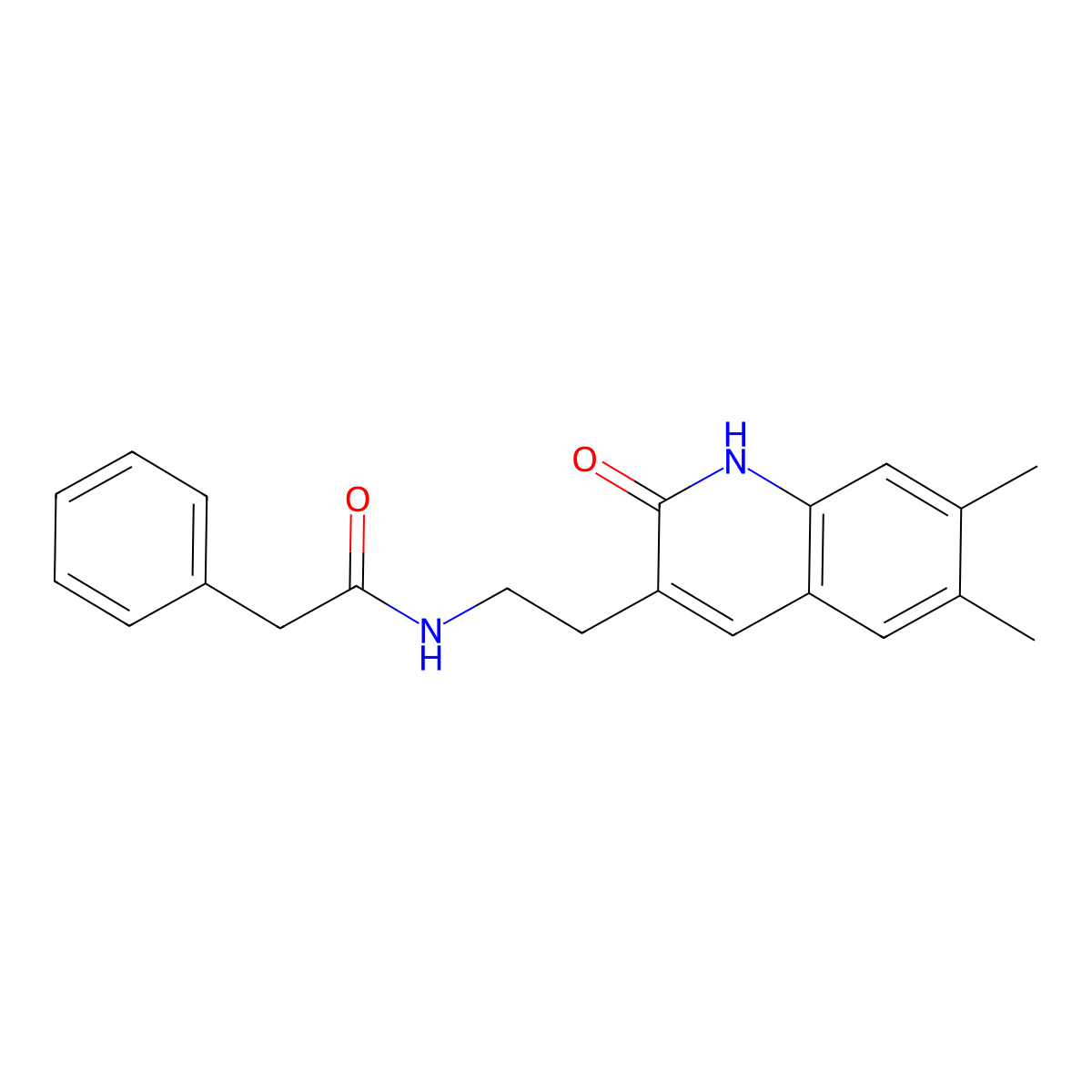 N-[2-(6,7-dimethyl-2-oxo-1H-quinolin-3-yl)ethyl]-2-phenylacetamide molecular structure, CAS 851096-07-6