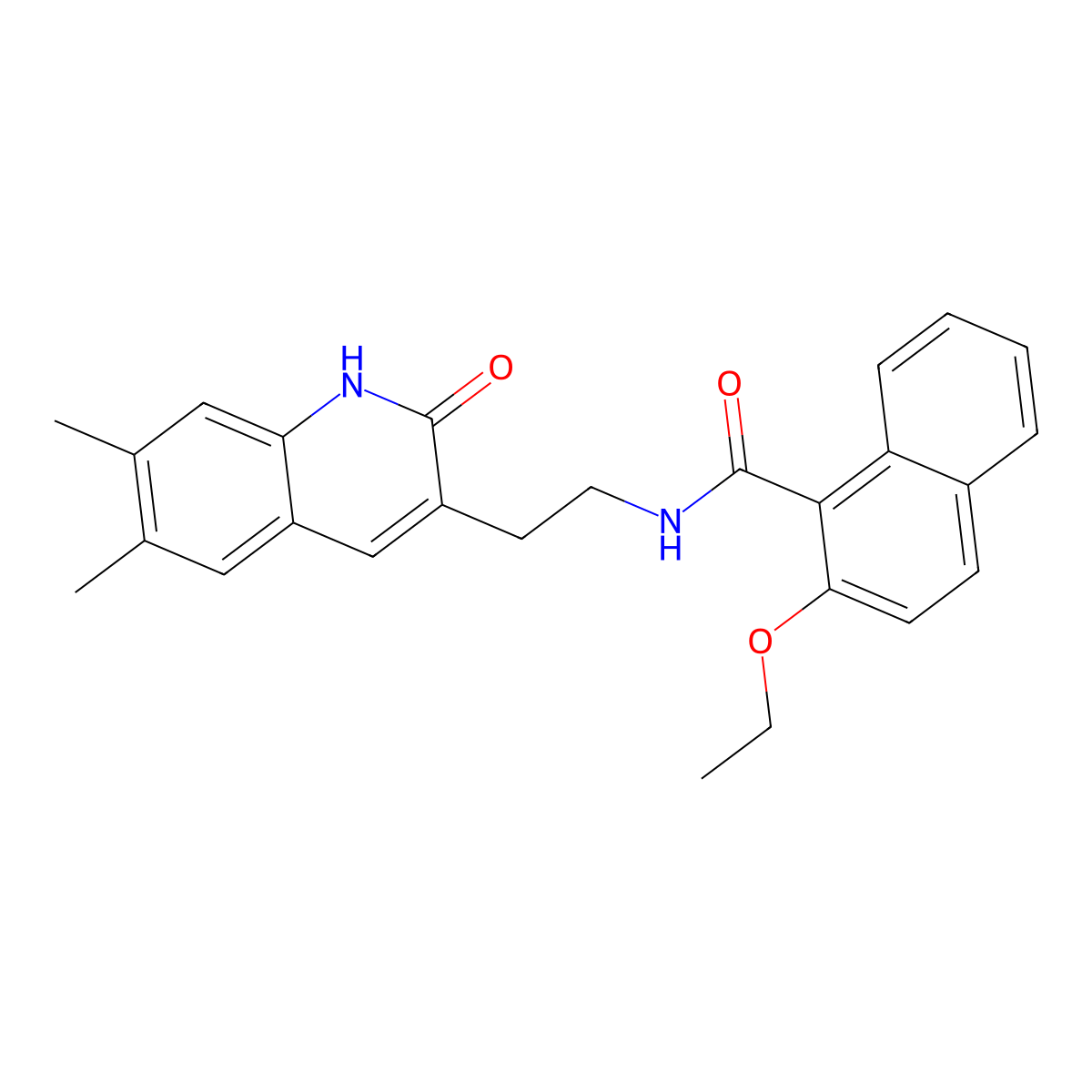 N-(2-(6,7-dimethyl-2-oxo-1,2-dihydroquinolin-3-yl)ethyl)-2-ethoxy-1-naphthamide molecular structure, CAS 851096-23-6
