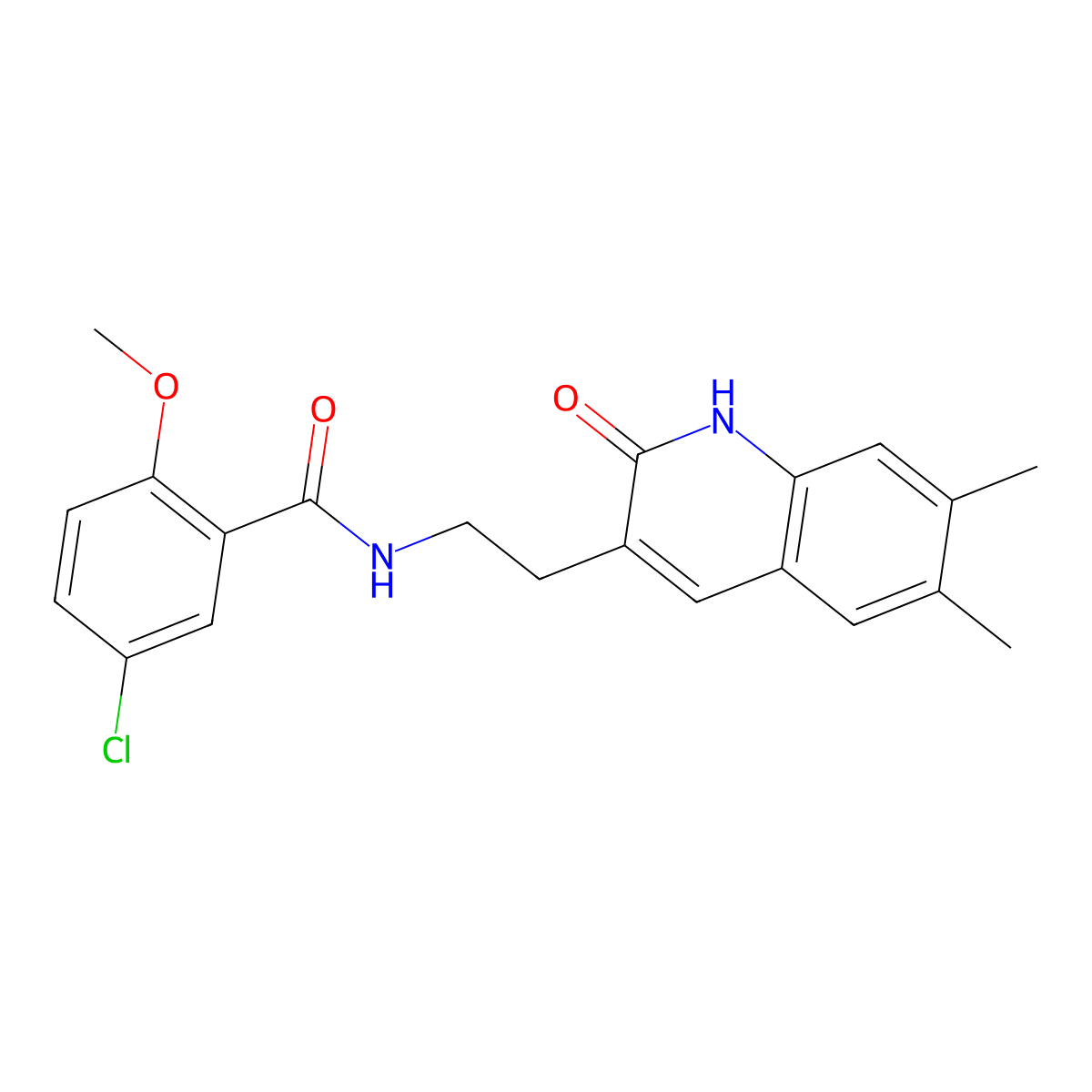 5-chloro-N-[2-(6,7-dimethyl-2-oxo-1H-quinolin-3-yl)ethyl]-2-methoxybenzamide molecular structure, CAS 851096-26-9
