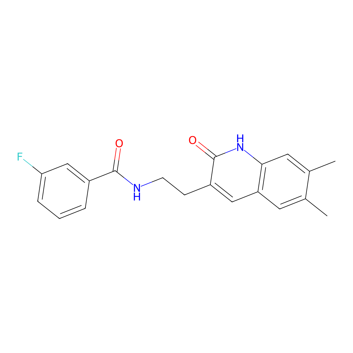 N-(2-(6,7-dimethyl-2-oxo-1,2-dihydroquinolin-3-yl)ethyl)-3-fluorobenzamide molecular structure, CAS 851096-30-5