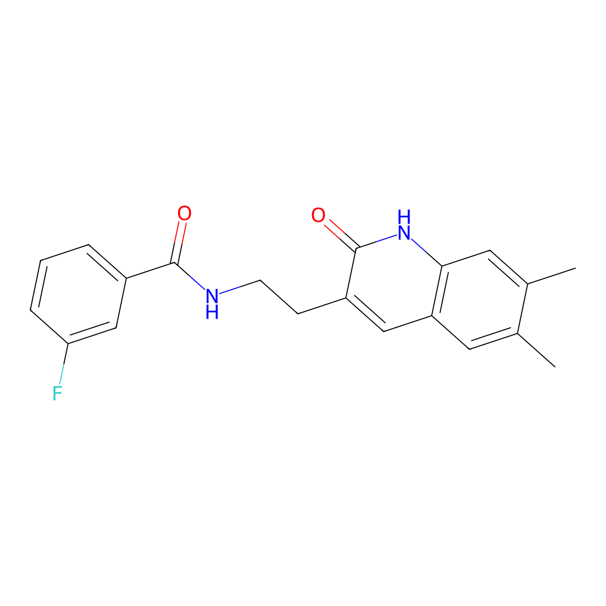 N-(2-(6,7-dimethyl-2-oxo-1,2-dihydroquinolin-3-yl)ethyl)-3-fluorobenzamide molecular structure, CAS 851096-30-5