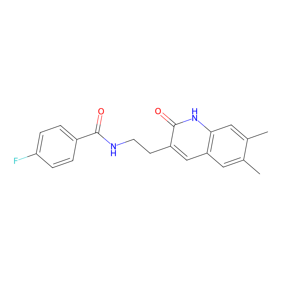 N-(2-(6,7-dimethyl-2-oxo-1,2-dihydroquinolin-3-yl)ethyl)-4-fluorobenzamide molecular structure, CAS 851096-31-6