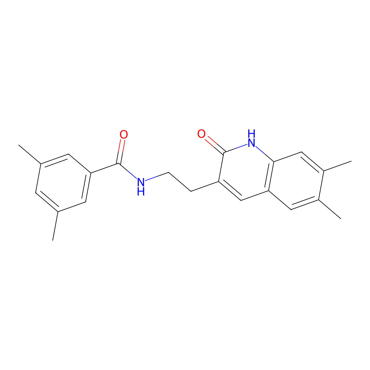 N-[2-(6,7-dimethyl-2-oxo-1H-quinolin-3-yl)ethyl]-3,5-dimethylbenzamide molecular structure, CAS 851096-32-7