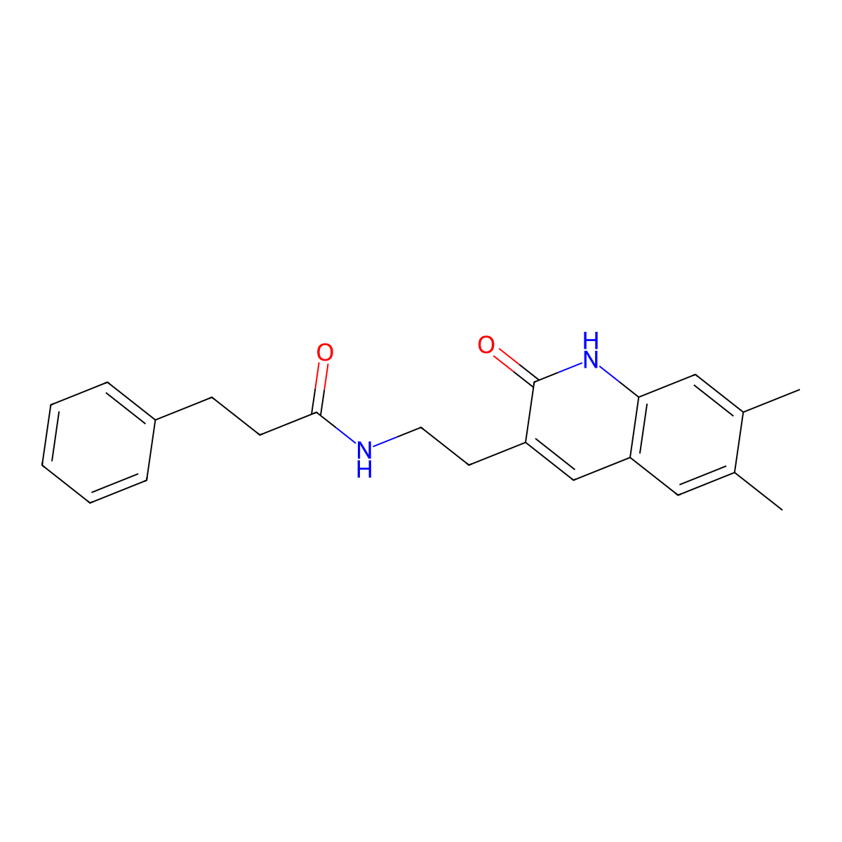 N-(2-(6,7-dimethyl-2-oxo-1,2-dihydroquinolin-3-yl)ethyl)-3-phenylpropanamide molecular structure, CAS 851096-34-9
