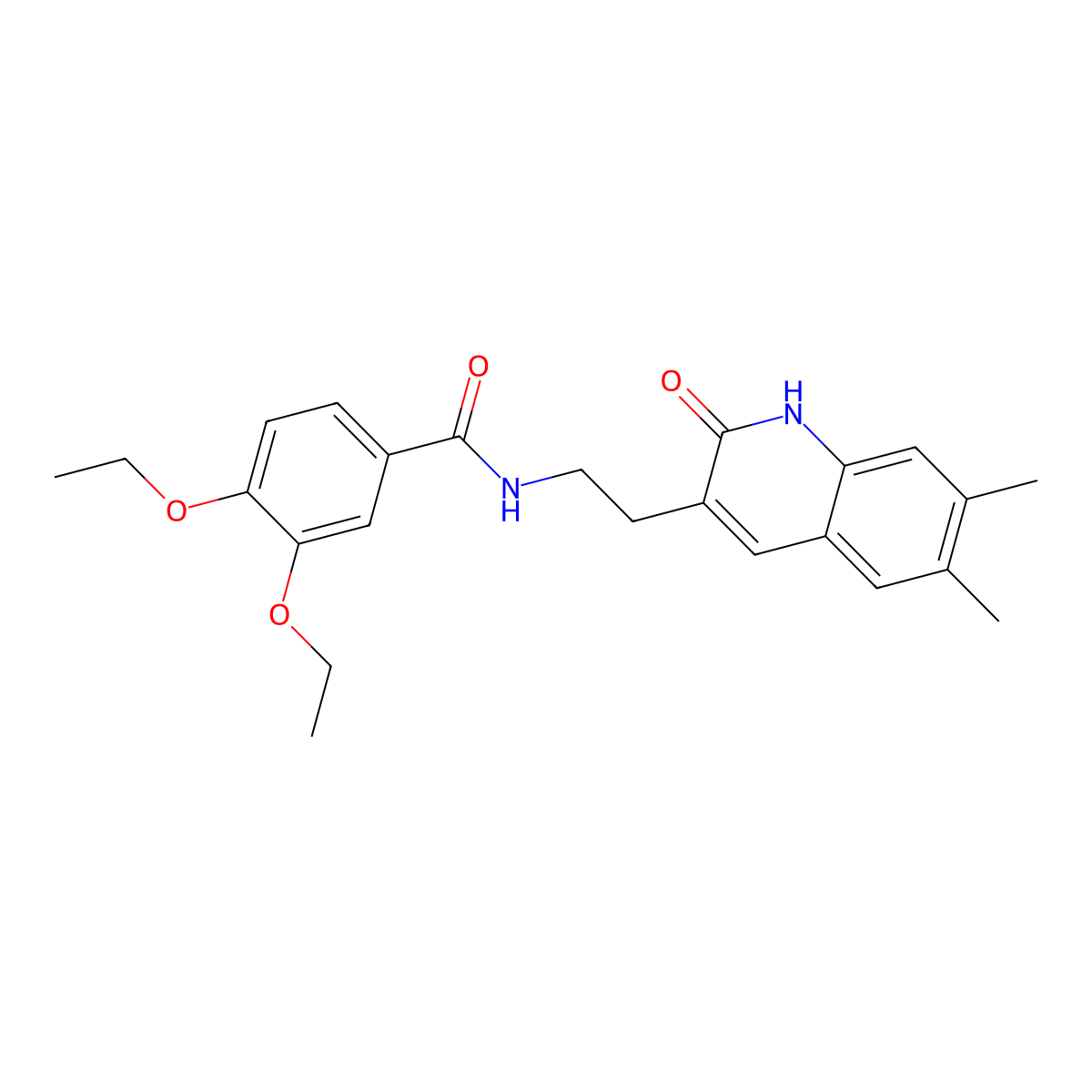 N-[2-(6,7-dimethyl-2-oxo-1H-quinolin-3-yl)ethyl]-3,4-diethoxybenzamide molecular structure, CAS 851096-39-4