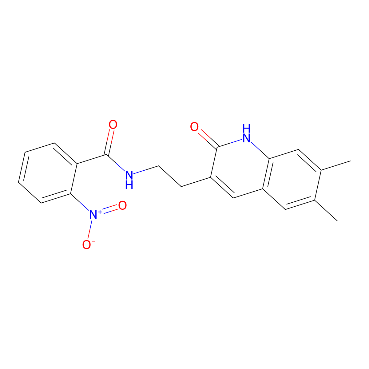 N-[2-(6,7-dimethyl-2-oxo-1H-quinolin-3-yl)ethyl]-2-nitrobenzamide molecular structure, CAS 851096-40-7