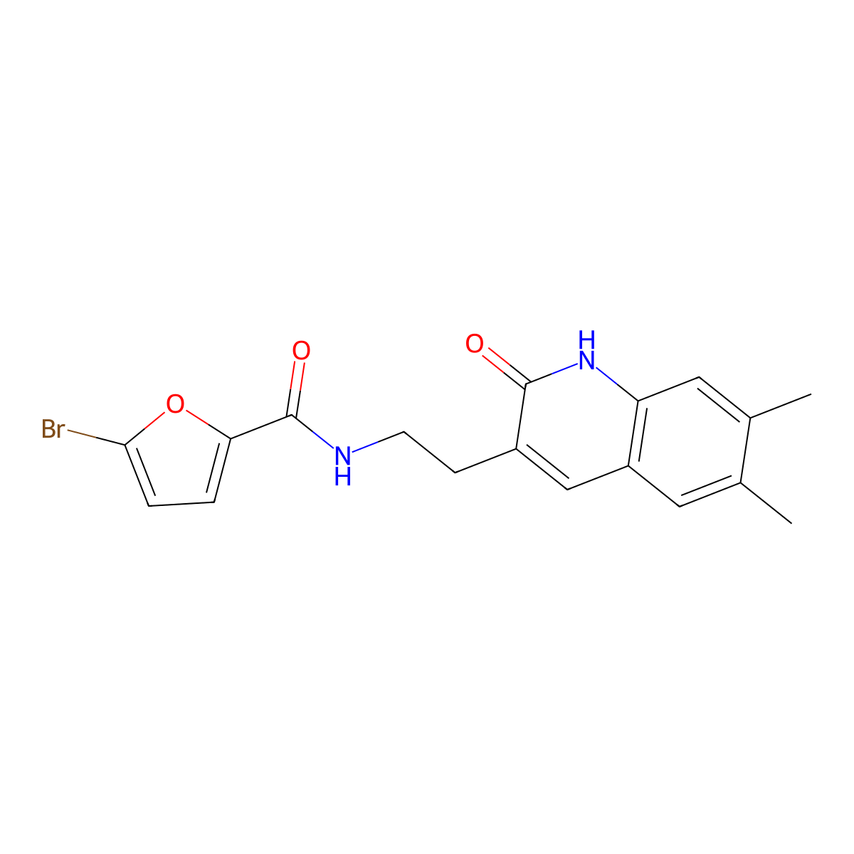 5-bromo-N-[2-(6,7-dimethyl-2-oxo-1H-quinolin-3-yl)ethyl]-2-furancarboxamide molecular structure, CAS 851096-42-9