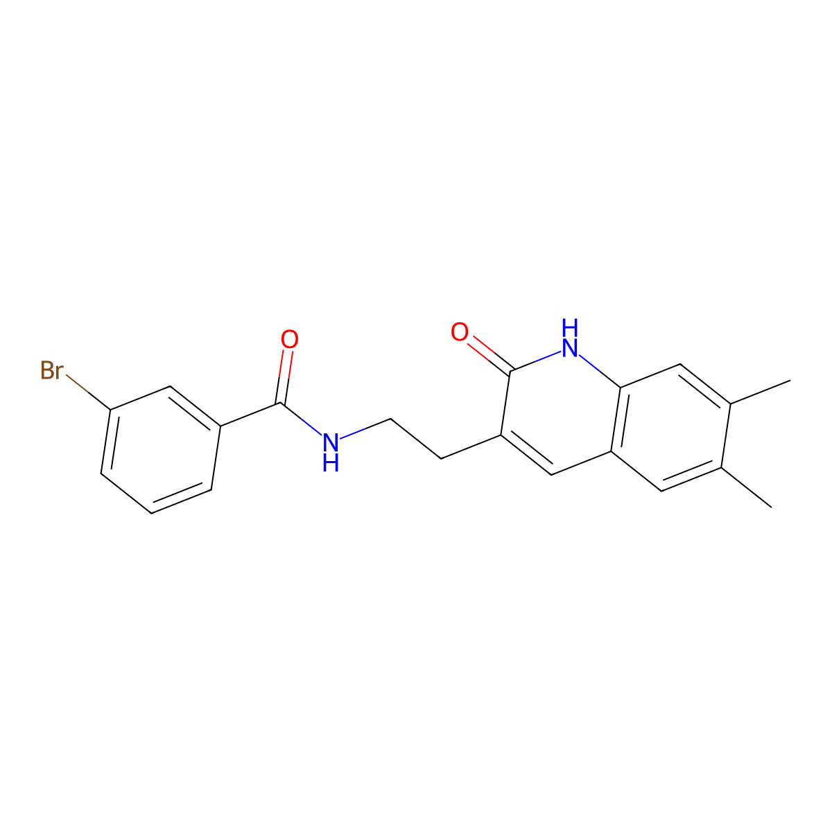 3-bromo-N-(2-(6,7-dimethyl-2-oxo-1,2-dihydroquinolin-3-yl)ethyl)benzamide molecular structure, CAS 851096-43-0