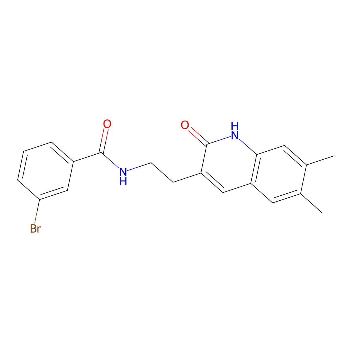 3-bromo-N-(2-(6,7-dimethyl-2-oxo-1,2-dihydroquinolin-3-yl)ethyl)benzamide molecular structure, CAS 851096-43-0