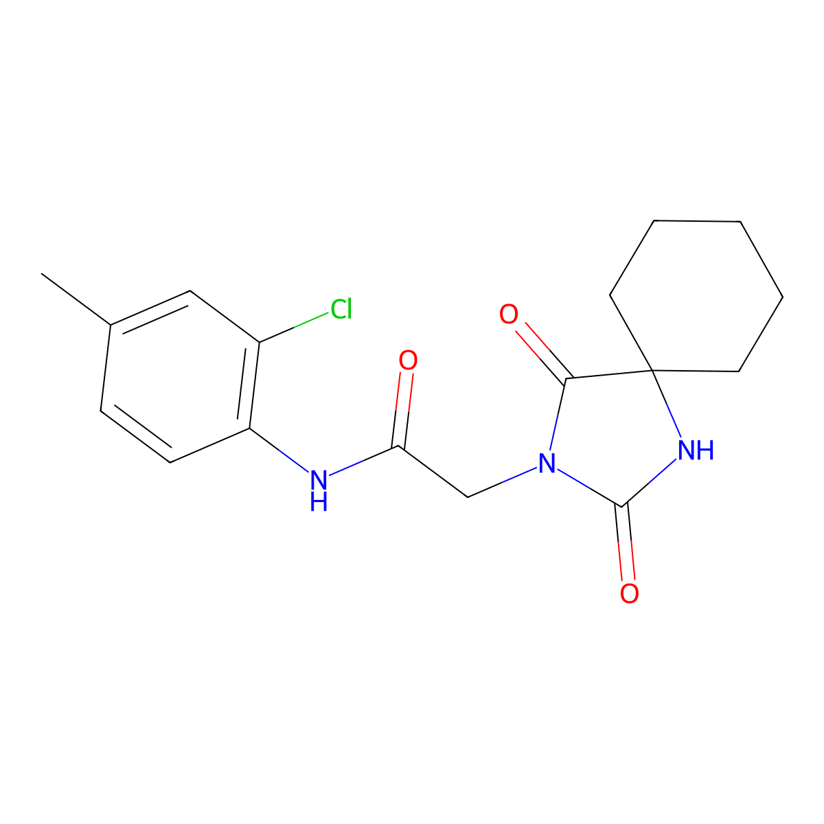 N-(2-chloro-4-methylphenyl)-2-(2,4-dioxo-1,3-diazaspiro[4.5]decan-3-yl)acetamide molecular structure, CAS 851099-09-7
