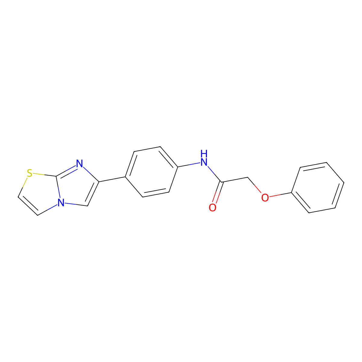N-(4-imidazo[2,1-b][1,3]thiazol-6-ylphenyl)-2-phenoxyacetamide molecular structure, CAS 851099-15-5